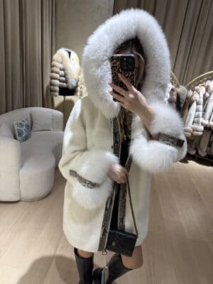 Alcantara & Fox Fur White Hoodie